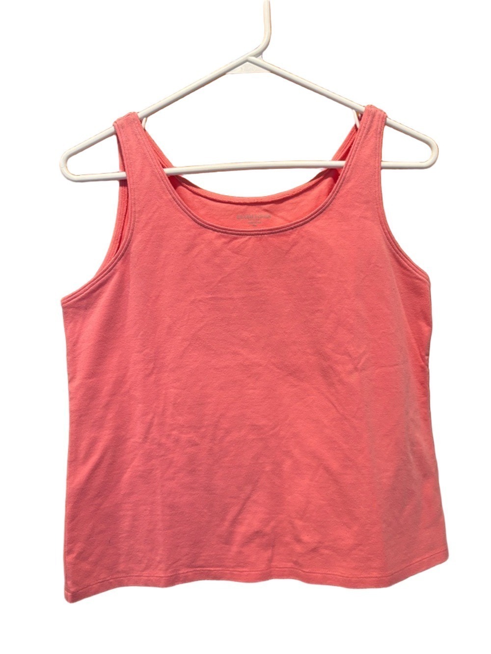 Eileen Fisher Coral Salmon Stretch Cotton Scoop Neck Tank Top Size Petite Medium